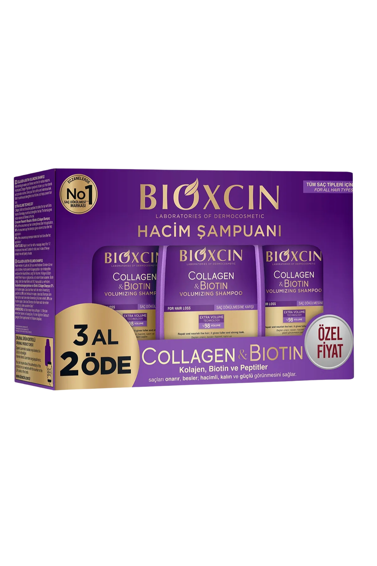 Bioxcin Collagen & Biotin Volumizing Shampoo Set - 3 x 300ml