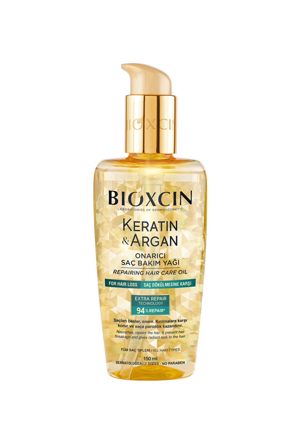Bioxcin Keratin & Argan Repair Hair Care Oil - For Damaged and Sensitive Hair 150 Ml