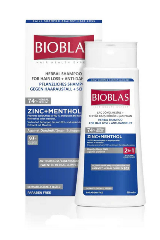 BIOBLAS SHAMPOO WITH ZINC CONDITIONER MENTOL 360 ML