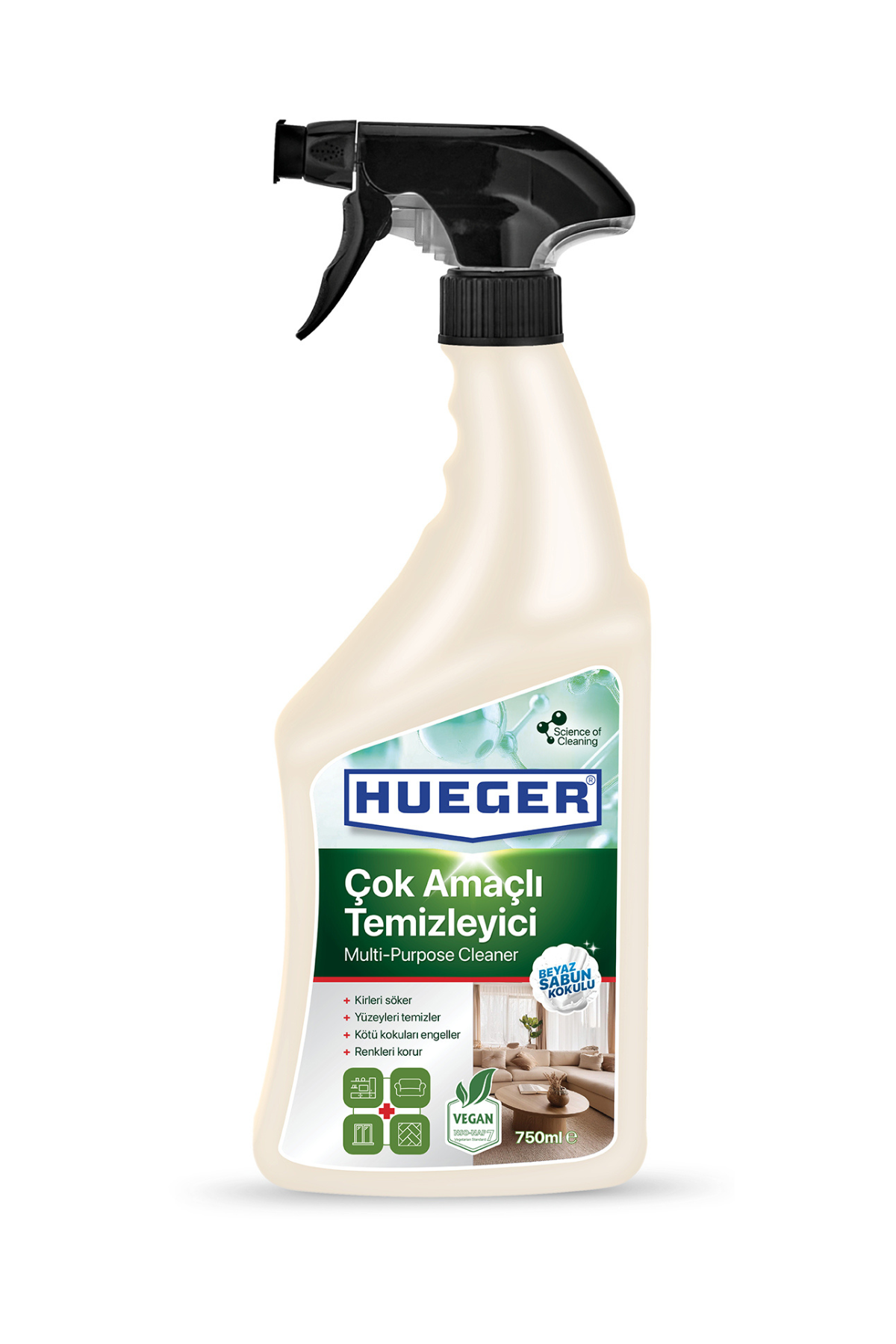 Hueger Vegan Multi-Purpose Cleaner–Powerful Cleaner with Foam & Spray Head