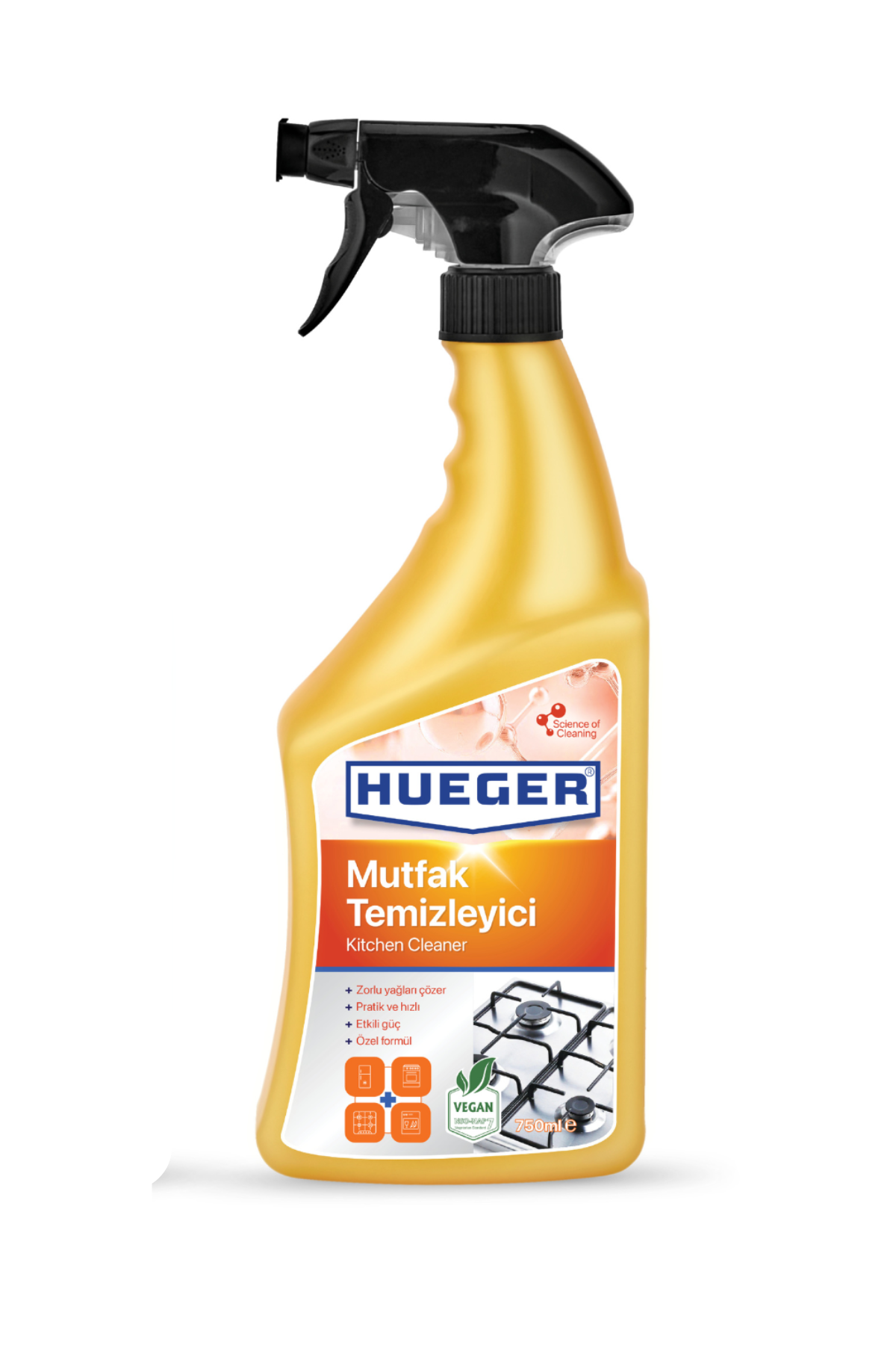 Hueger Vegan Kitchen Cleaner – Powerful Oil and Dirt Solvent, 750 ml