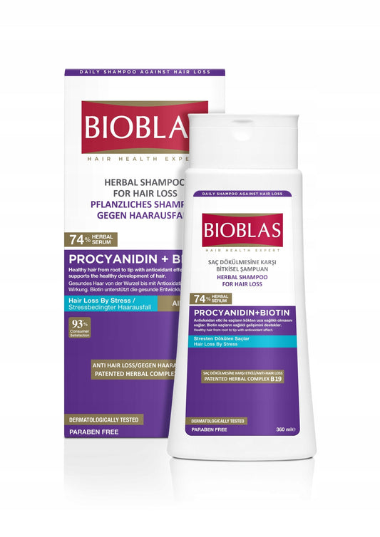 Bioblas Anti-Stress Herbal Shampoo with Procyanidin & Biotin - 360ml