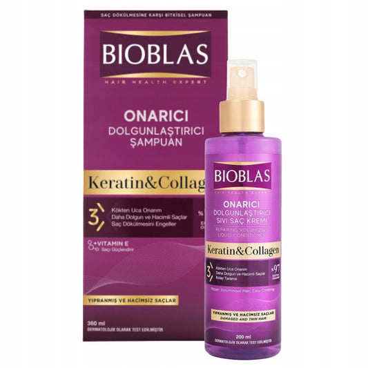 Bioblas Keratin & Collagen Shampoo + Liquid Conditioner Set