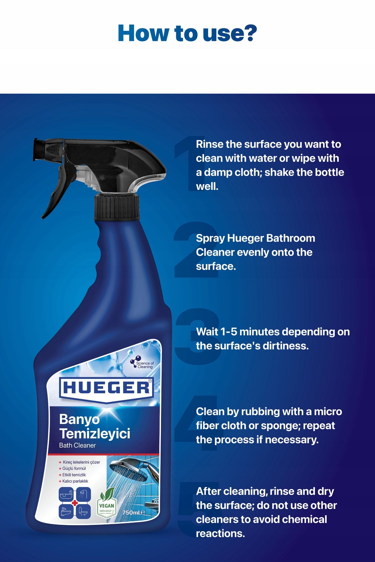HUEGER Bathroom Cleaner how to use