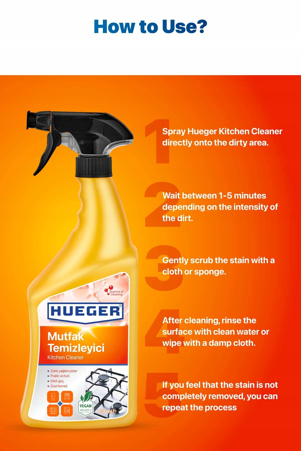 HUEGER Kitchen Cleaner how to use