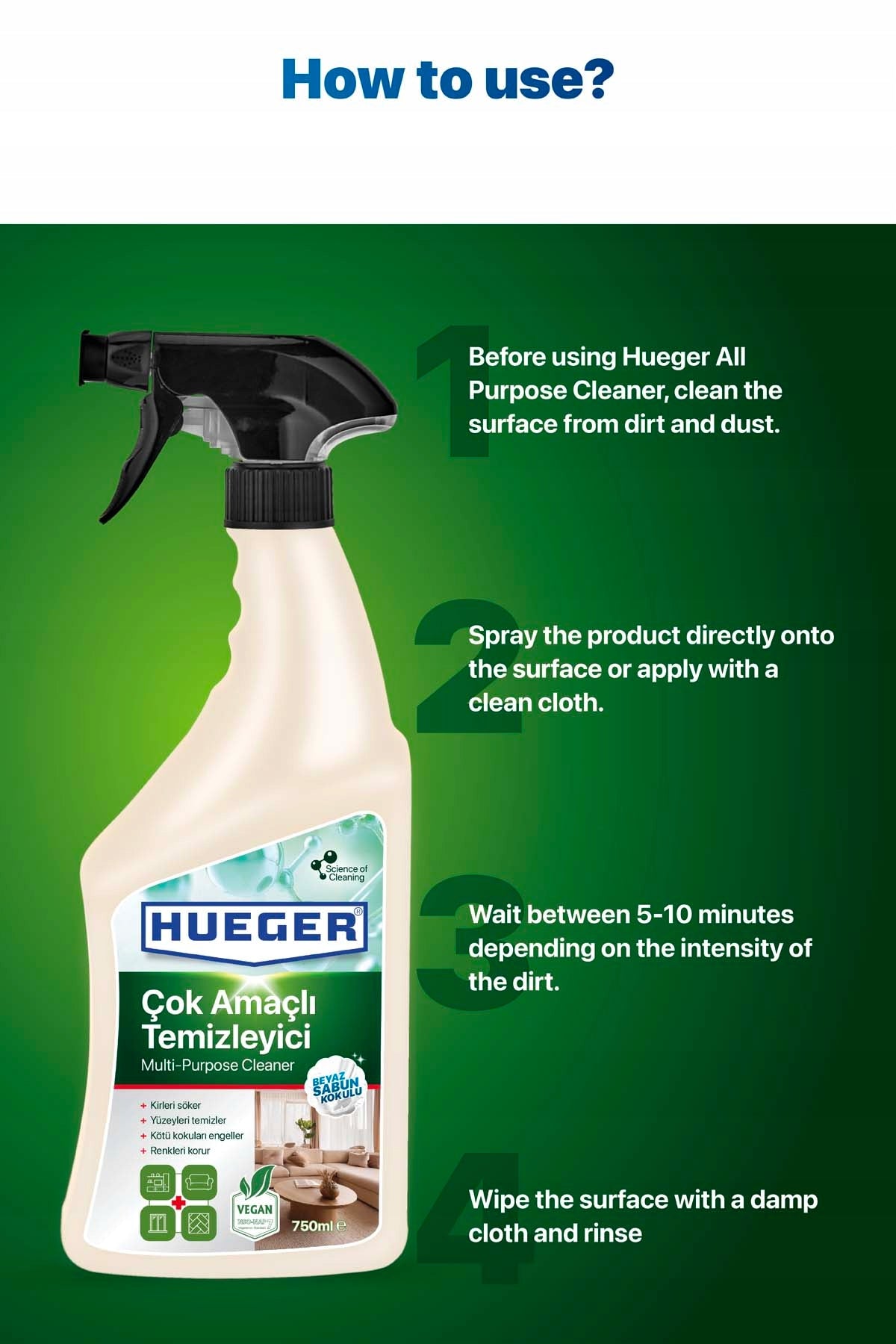 HUEGER Multi-Purpose Cleaner how to use