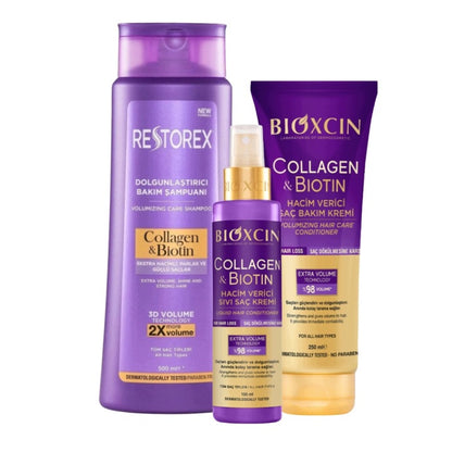 Bioxcin and Restorex Collagen & Biotin hair care set