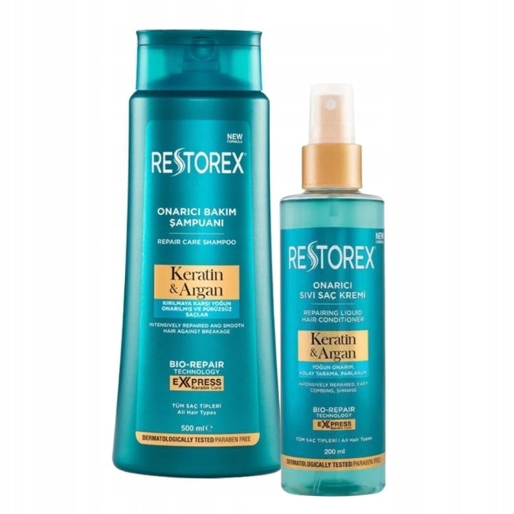Restorex Keratin & Argan shampoo 500 ml + liquid conditioner 200 ml