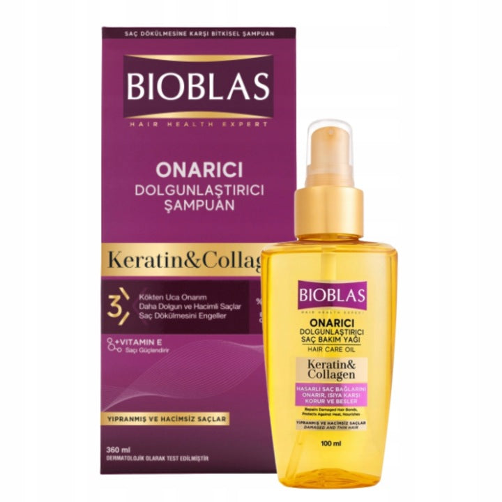 Bioblas Keratin & Collagen shampoo 360 ml + hair oil 100 ml
