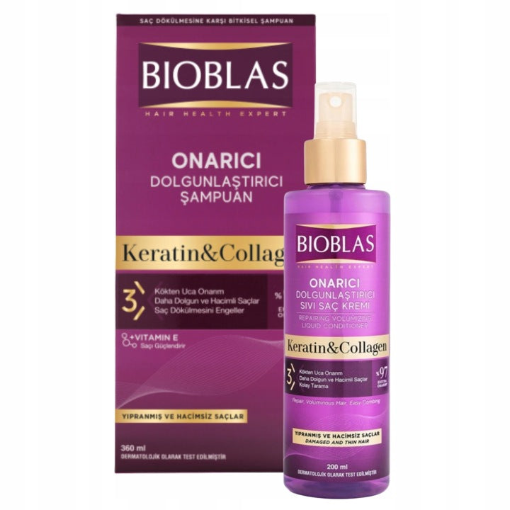 Bioblas Keratin & Collagen shampoo 360 ml + liquid conditioner 200 ml