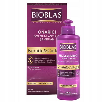 Bioblas Keratin and Argan shampoo 360 ml and styling cream 250 ml set