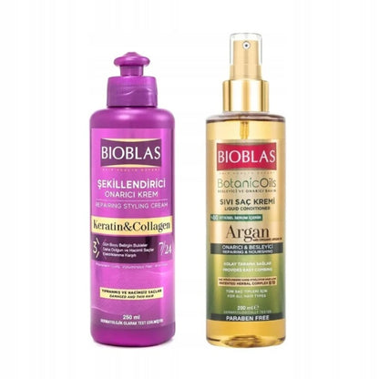 Bioblas Keratin & Collagen styling cream 250 ml and liquid conditioner 200 ml set