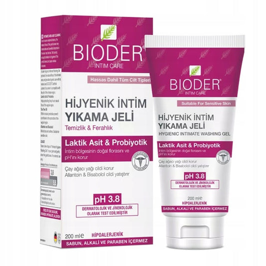 Bioder intimate washing gel with lactic acid and probiotic pH 3.8 200 ml
